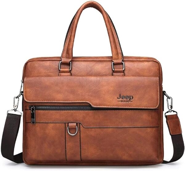 Jeep Business Style Briefcase Leather Laptop Bag.